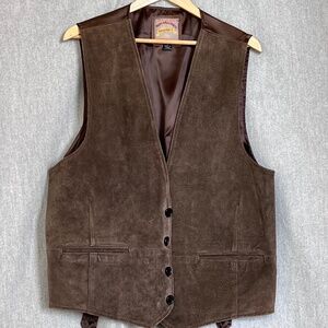 World Alliance Men Genuine Leather Button Down Vest Sz XL Western Cowboy Ranch